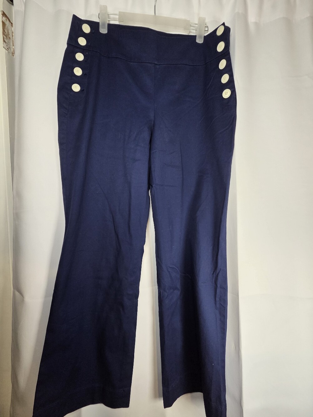 NEW Talbots High Waist Wide Leg Blue Sailor Pants Women's 10 Petite $90